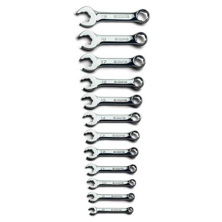 CAPRI TOOLS WaveDrive Pro Stubby Combination Wrench Set Regular Rounded Bolts, 8 19 mm, Metric CP11750-12MSBPK